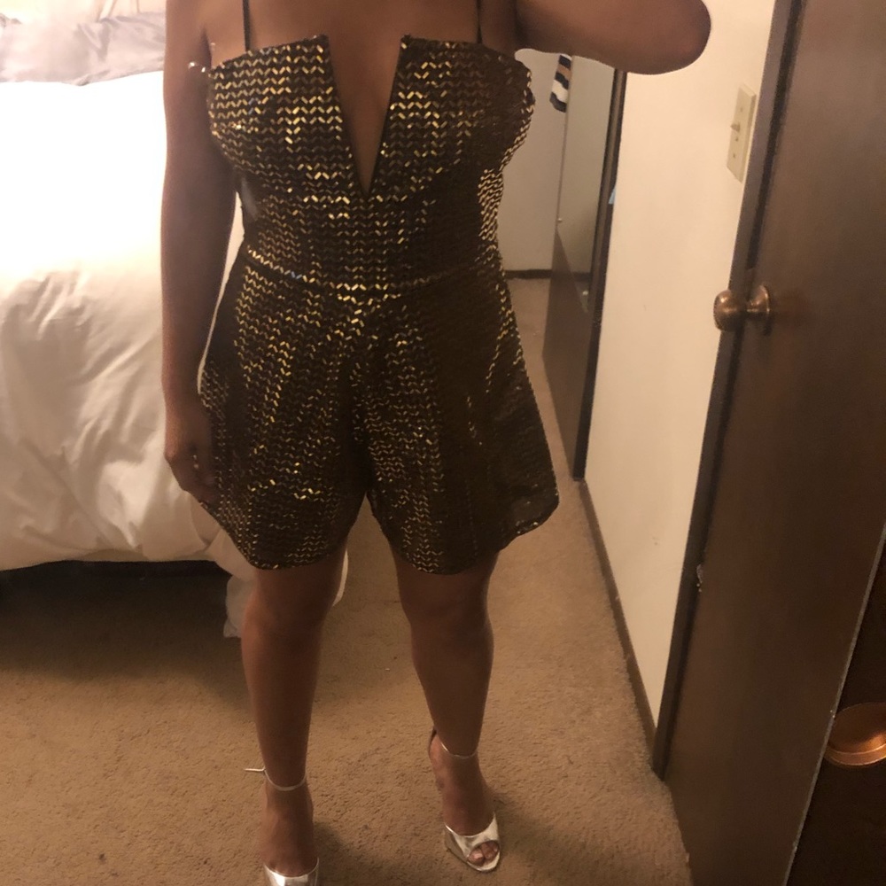 Charlotte Russe gold romper